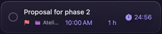 A task with a Pomodoro running, 24:56 left