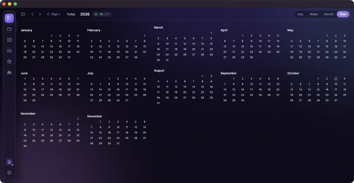 Year view of 2026